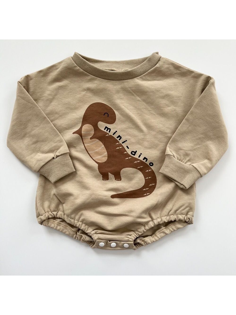 Mini‎ Dino Baby Bubble Romper in Tan